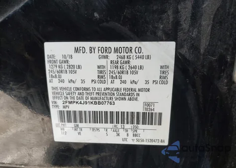 2019 Ford Edge Sel from USA, damaged, VIN 2FMPK4J91KBB07763